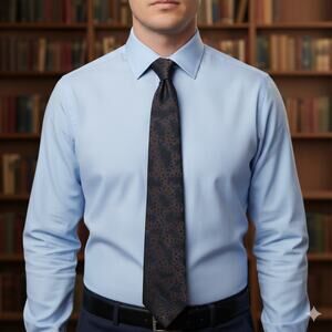 Andrew Fezza Brown and Blue Patterned Silk Tie